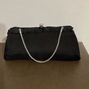 Vintage black evening bag with a silver clutch & chain